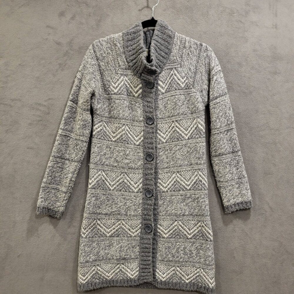 Maryline Longline Wool Blend Button Front Cardigan Women's Small Italy Nordic‎